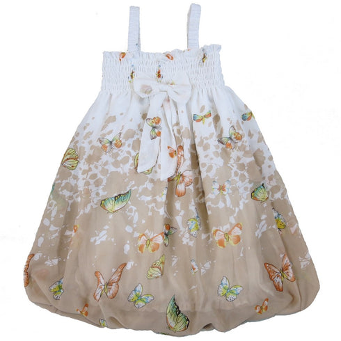 Little Girls White Brown Butterflies Chiffon Baby Doll Dress 24M-8 - SophiasStyle.com